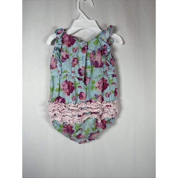 Ruffle Butts Blue Floral Romper Size 6-12 M Preowned - Picture 6 of 11